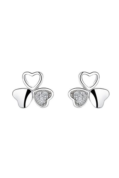 delis 925 Silver Earrings, Jw735, Clover Pattern, Rhodium Plated