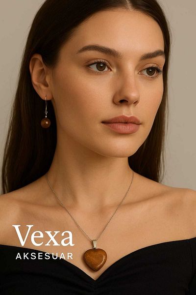 anonim Natural Stone Necklace and Earring Set - Special Wooden Box |   Healing Stone Jewelry |   Vexa Accessory