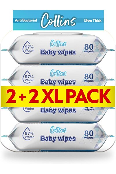 Collins مناديل مبللة ٩٧٪؜ ماء - عبوة ترويجية ٢+٢ (٣٢٠ منديلًا) سميكة وناعمة ل...