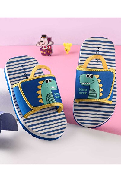 Babyoye شبشب بيبيوي بطبعة ديناصور مع حزام خلفي - أزرق