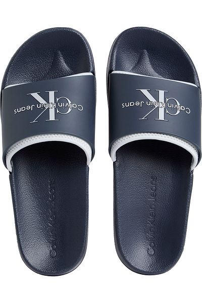 Calvin Klein Slide Rubber Neoprene Monologo Slide Navy Blue Men's Slippers