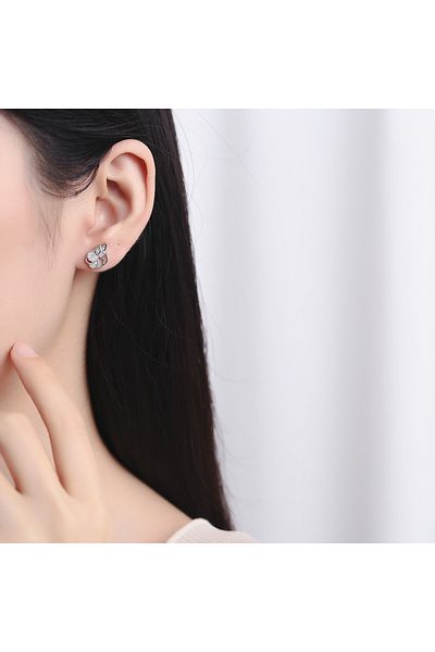 delis Cercei Argint 925, Jw745, Model Frunza, Placati Cu Rodiu