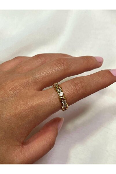 Zerys Jewelry خاتم حجر الزركون ذهبي اللون