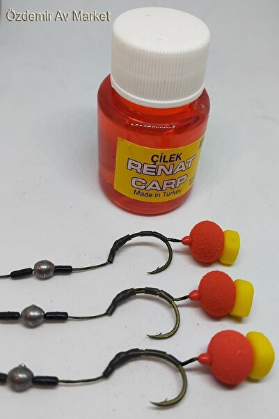 SAZAN RİG Yüzen Eva Rig Takımı Çilek Atraktörlü 3' Lü Set