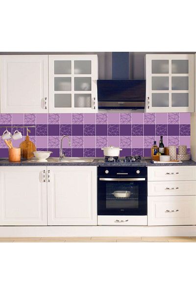 Bigaimaj Acoperire din folie cu model de plăci violet - Bucătărie între blaturi, 60cmx100cm