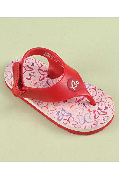 Babyoye Babyoye Velcro Closure Flip Flops with Butterfly Print - Red