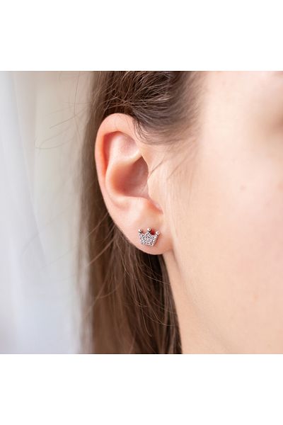 delis 925 Silver Earrings, Jw910, Crown Model, Rhodium Plated