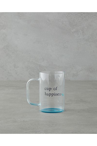 English Home Cup of Happiness Glass Mug 270 ml Blue