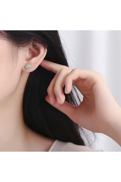 delis Cercei Argint 925, Jw784, Model Zirconiu Galben, Placati Cu Rodiu