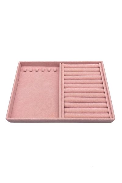 MeGass Dekor Domestic Production Venice Model Suede Fabric Pink 34/24 cm Nail-Sausage Jewelry Stand Inside Drawer