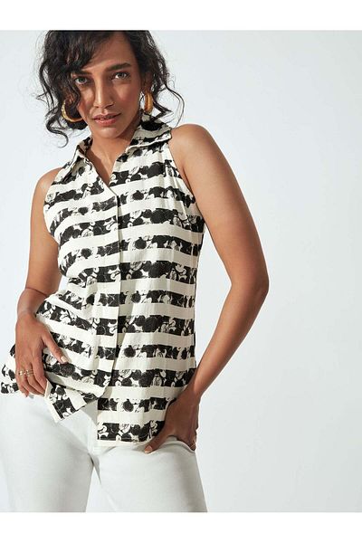 The Label Life Monochrome Mickey Stripe Top by Disney Stylish & Versatile