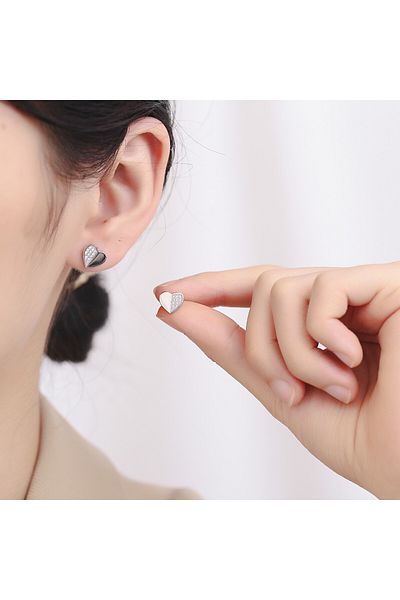 delis Cercei Argint 925, Jw726, Model Inima, Placati Cu Rodiu