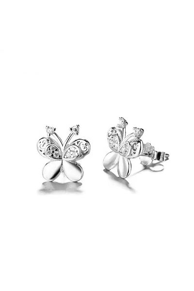 delis Cercei Argint 925, Jw762, Model Fluture, Placati Cu Rodiu
