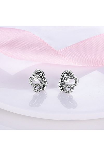 delis Cercei Argint 925, Jw508, Model Fluture, Placati Cu Rodiu