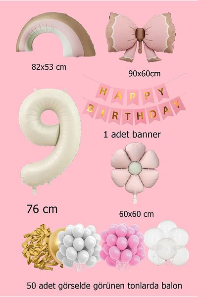 Partile Retro Luxury Birthday Set - Pink Bow, Balloon Celebration Entertainment