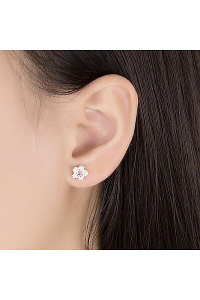 delis Cercei Argint 925, Jw916, Model Floare, Placati Cu Rodiu