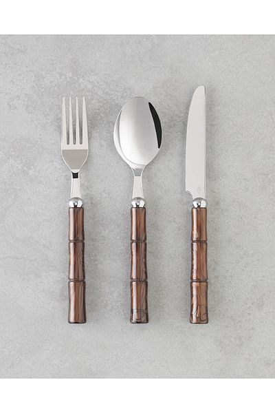 English Home Maria 18/10 Stainless Steel Fork Spoon Knife Set. 18 Pieces for 6 People Brown