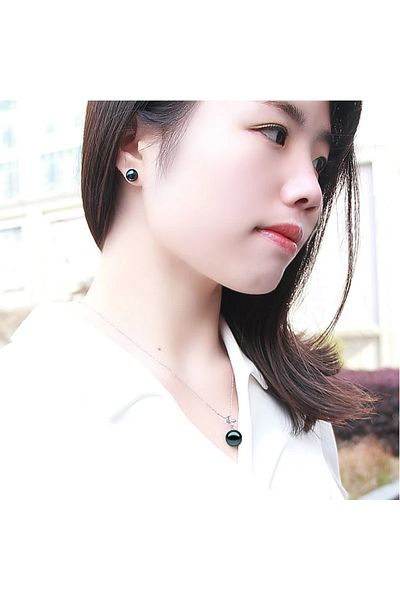 delis Cercei Argint 925, Jw1125, Model Cu Perla Neagra, Placati Cu Rodiu