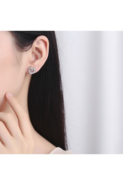 delis Cercei Argint 925, Jw765, Model Inima, Placati Cu Rodiu