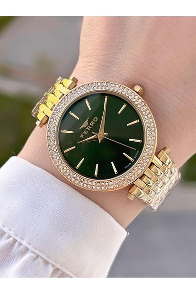 FERRO Steel Cord Stone Case Italian Design 2 Year Guarantee Women Wrist Watch+Bracelet Efl21449-B6