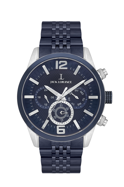 JACK LORANCE Jls0313905 Navy Blue & Silver Steel Men's Wristwatch