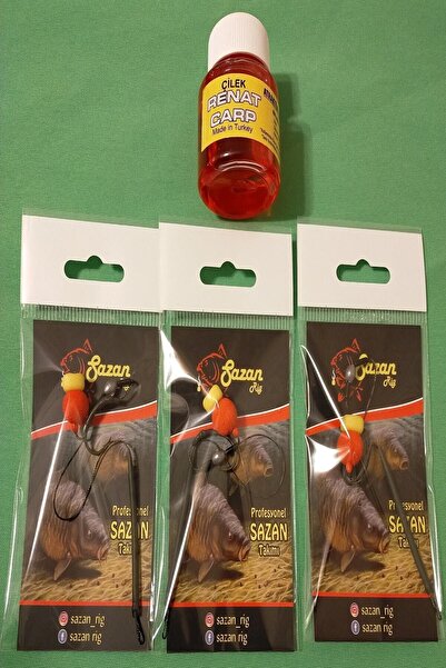 SAZAN RİG Yüzen Eva Rig Takımı Çilek Atraktörlü 3' Lü Set