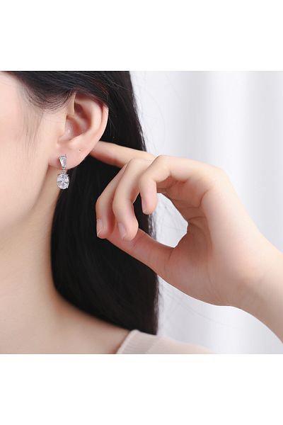 delis Cercei Argint 925, Jw797, Model Zirconiu Alb, Placati Cu Rodiu