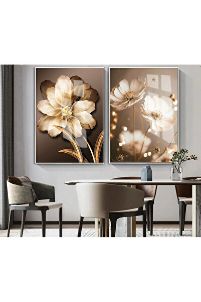 Harika bir ev HARİKABİREV| KAHVE-GOLD SOFT KREM ÇİÇEKLİ KOMBİN (Blossom) |ÇER...