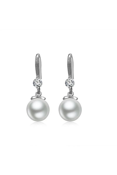 delis Cercei Argint 925, Jw1111, Model Elegant Cu Perla, Placati Cu Rodiu