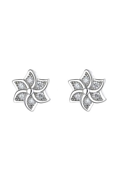 delis Cercei Argint 925, Jw733, Model Floare, Placati Cu Rodiu