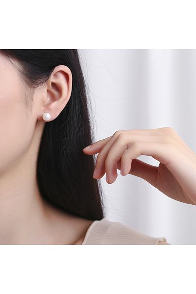 delis Cercei Argint 925, Jw854, Model Perla, Placati Cu Rodiu