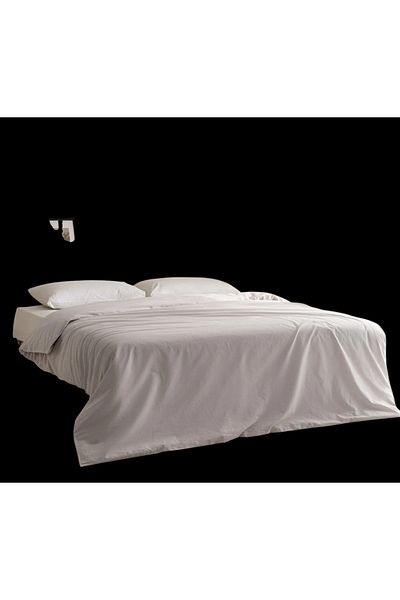 Madame Coco Manon King Size 100% Cotton Ranforce Plain Duvet Cover - Stone