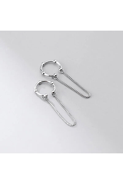 delis Απλό σκουλαρίκι Ear Cuff με αλυσίδα από ασήμι 925, επιπλατινωμένο με ρό...