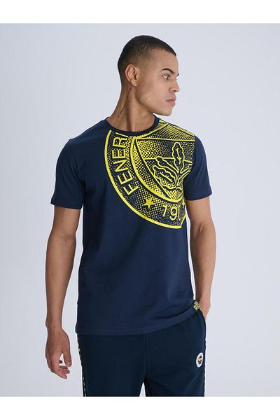 Fenerium Fenerbahçe Marineblau Halbton-Logo Tribune Herren-T-Shirt