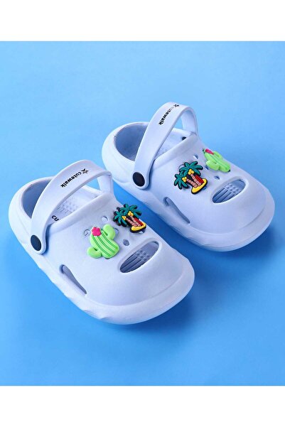 Cute Walk by Babyhug Cute Walk by Babyhug Clogs with Cactus & Palm Trees Charms - Light Blue