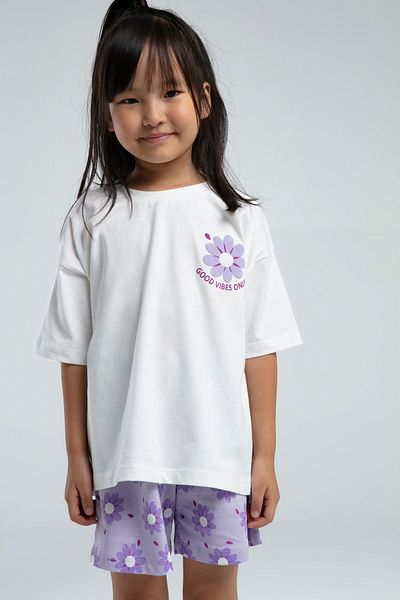 ROLY POLY Girl's Lilac Floral Print Short Sleeve Two-Piece Set