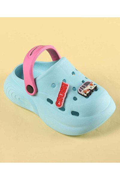 Cute Walk by Babyhug Cute Walk by Babyhug Clogs with Back Strap Closure & Vehicle Applique - Light Blue