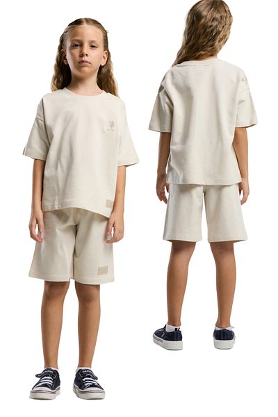 U.S. Polo Assn. U.S. Polo Girls' Crew Neck Short Sleeve Two-Piece Set with Bermuda Shorts Vr.U.S.D20.Kç90.Y.51