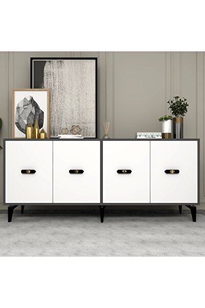 zerkaconcept Peri Konsol Tv Sehpası Çok Amaçlı Dolap Antrasit Beyaz 180 cm