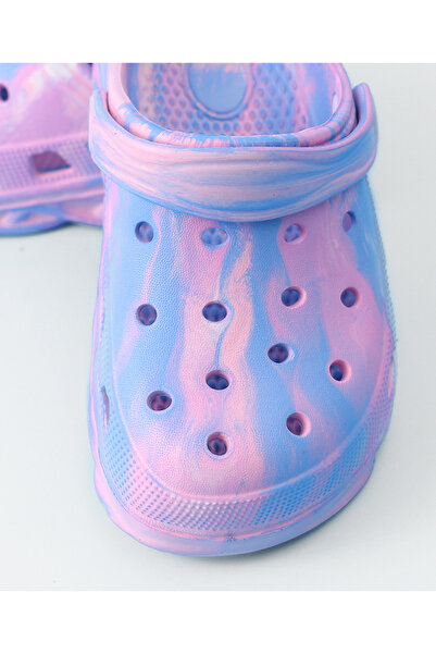 SAPS SAPS Marble Pattern Back Strap Closure Clogs - Purple