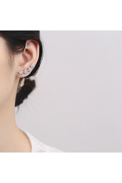 delis Cercei Ear Cuffs Argint 925, Jw680, Model Flori, Placat Cu Rodiu