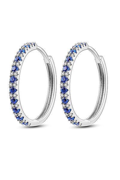 delis Големи обеци халки от сребро 925, 1.8 см, с цирконий, родийно покритие,...