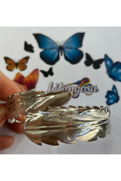 SUNA Geometric Metal Punk Arm Century - Large Leaf Silver