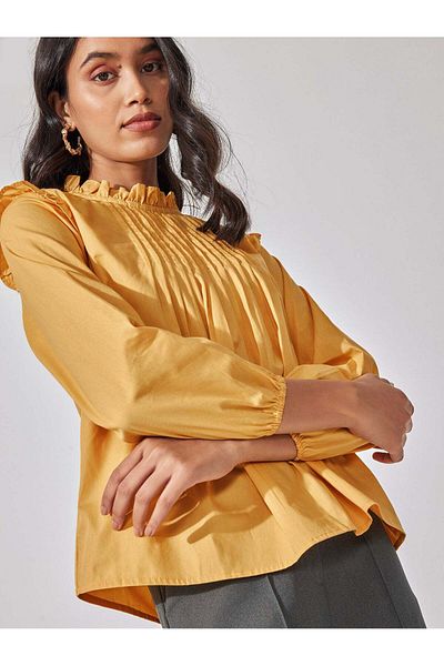The Label Life Honey Pintuck Ruffled Blouse