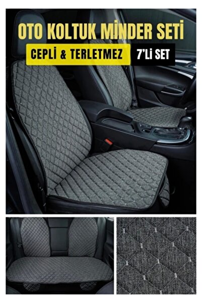 NAZ OTO Fiat Egea Sedan 2015+Terletmez Kaymaz Keten Oto Minder Kılıf Komple Set(7Parça) Gri