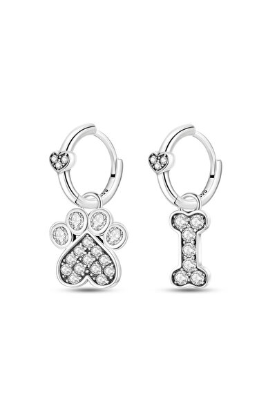 delis Cercei Tortițe cu Lăbuță și Os Atârnat din Argint 925, Placate cu Rodiu...