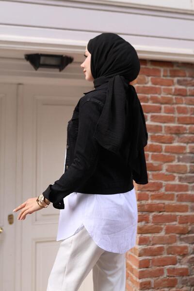 Modamihram Черно дънково яке - с копчета, модел 6027