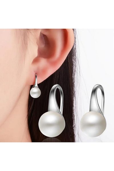 delis Cercei Argint 925, Jw955, Model Perla, Placati Cu Rodiu
