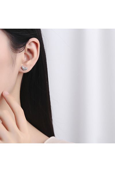 delis 925 Silver Earrings, Jw755, Heart Pattern, Rhodium Plated