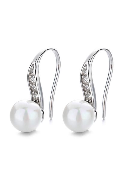delis Cercei Argint 925, Jw833, Model Perla, Placati Cu Rodiu